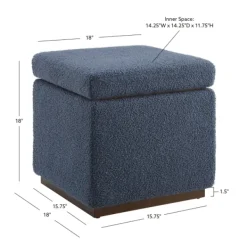 Benches & Ottomans-Kirkland's Home Square Sherpa Upholstered Storage Ottoman Blue