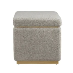 Benches & Ottomans-Kirkland's Home Square Sherpa Upholstered Storage Ottoman Gray