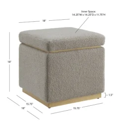 Benches & Ottomans-Kirkland's Home Square Sherpa Upholstered Storage Ottoman Gray