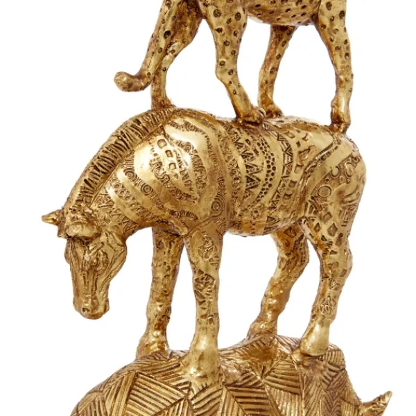 Statues & Figurines-Kirkland's Home Stacked Animals Statue Gold