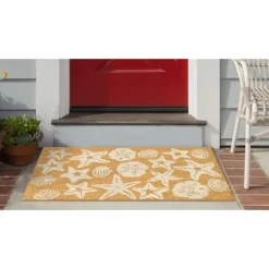 Doormats-Kirkland's Home Starfish And Sand Dollars Coir Doormat Tan/White