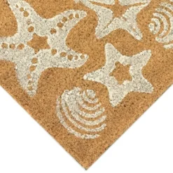 Doormats-Kirkland's Home Starfish And Sand Dollars Coir Doormat Tan/White