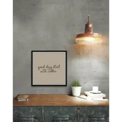 Wall Quotes & Signs-Kirkland's Home Start With Coffee Framed Wall Plaque Tan/Brown