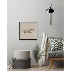 Wall Quotes & Signs-Kirkland's Home Start With Coffee Framed Wall Plaque Tan/Brown