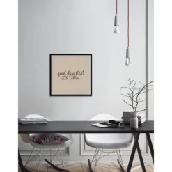 Wall Quotes & Signs-Kirkland's Home Start With Coffee Framed Wall Plaque Tan/Brown
