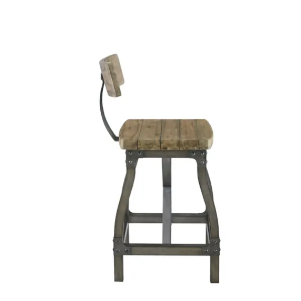Bar Stools & Counter Height Stools-Kirkland's Home Steel Gray Rounded Back Industrial Counter Stool Brown/Gray