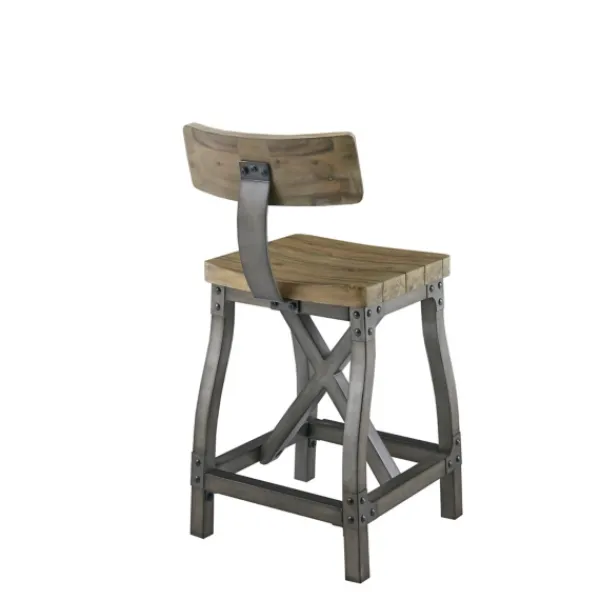 Bar Stools & Counter Height Stools-Kirkland's Home Steel Gray Rounded Back Industrial Counter Stool Brown/Gray