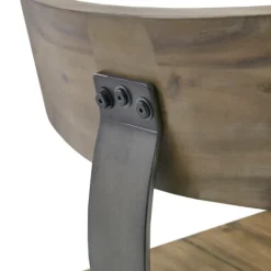 Bar Stools & Counter Height Stools-Kirkland's Home Steel Gray Rounded Back Industrial Counter Stool Brown/Gray