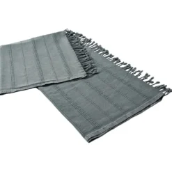 Blankets & Throws-Kirkland's Home Steel Woven Stripes Cotton Throw Gray