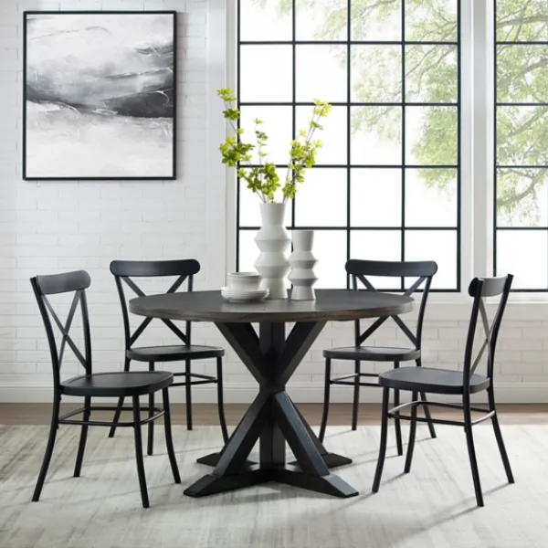 Dining Sets-Kirkland's Home Steel X-Back 5-Pc. Dining Set Black