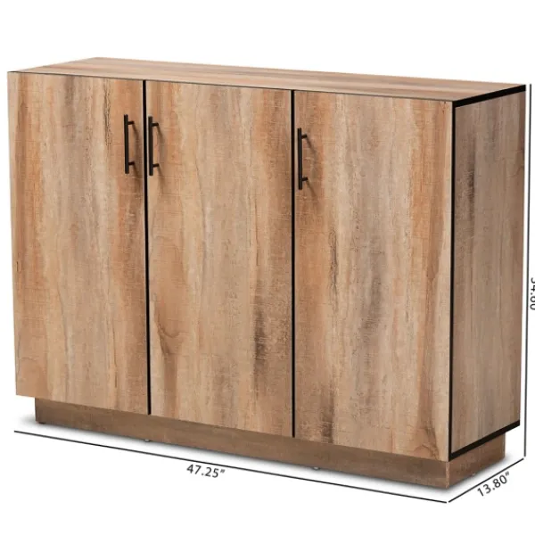 Cabinets & Sideboards-Kirkland's Home Stella Contemporary Oak 3-Door Sideboard