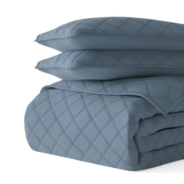 Quilts-Kirkland's Home Stitched Diamond 3-Pc. King Quilt Set Blue