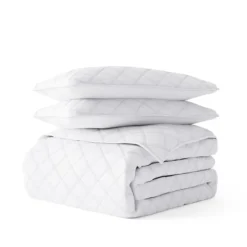 Quilts-Kirkland's Home Stitched Diamond 3-Pc. King Quilt Set White