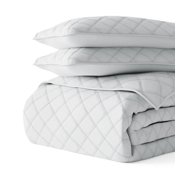 Quilts-Kirkland's Home Stitched Diamond 3-Pc. Queen Quilt Set Gray