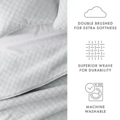 Quilts-Kirkland's Home Stitched Diamond 3-Pc. Queen Quilt Set Gray