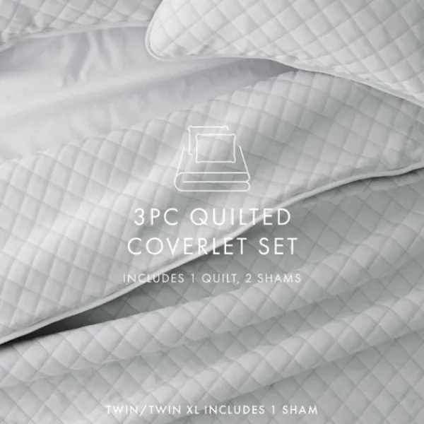 Quilts-Kirkland's Home Stitched Diamond 3-Pc. Queen Quilt Set Gray