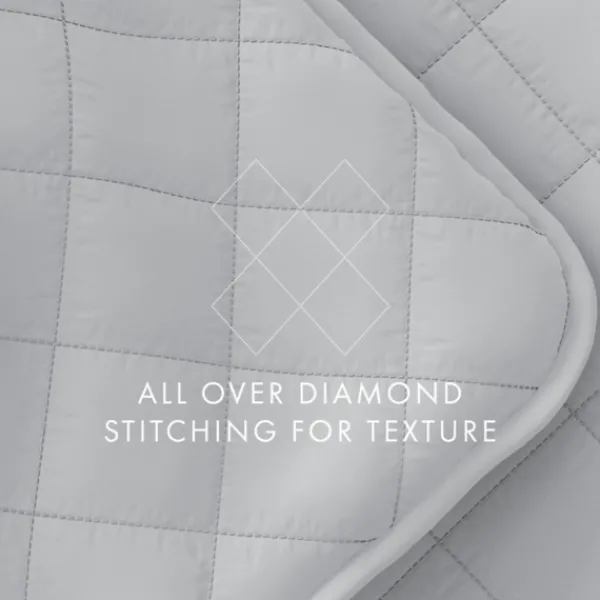 Quilts-Kirkland's Home Stitched Diamond 3-Pc. Queen Quilt Set Gray