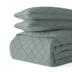 Quilts-Kirkland's Home Stitched Diamond 3-Pc. Queen Quilt Set Green