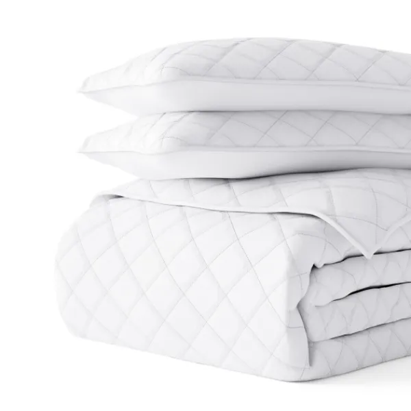 Quilts-Kirkland's Home Stitched Diamond 3-Pc. Queen Quilt Set White