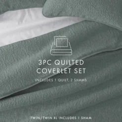 Quilts-Kirkland's Home Stitched Floral 2-Pc. Twin Quilt Set Green