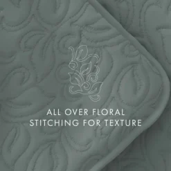 Quilts-Kirkland's Home Stitched Floral 2-Pc. Twin Quilt Set Green