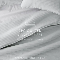Quilts-Kirkland's Home Stitched Stripes 3-Pc. King Quilt Set Gray