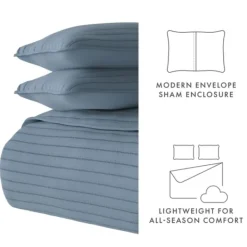Quilts-Kirkland's Home Stitched Stripes 3-Pc. King Quilt Set Blue