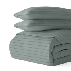 Quilts-Kirkland's Home Stitched Stripes 2-Pc. Twin Quilt Set Green