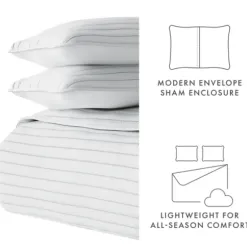 Quilts-Kirkland's Home Stitched Stripes 2-Pc. Twin Quilt Set Gray