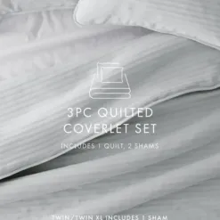 Quilts-Kirkland's Home Stitched Stripes 2-Pc. Twin Quilt Set Gray