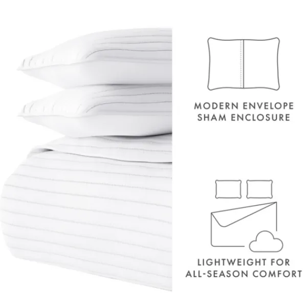 Quilts-Kirkland's Home Stitched Stripes 2-Pc. Twin Quilt Set White