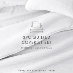 Quilts-Kirkland's Home Stitched Stripes 2-Pc. Twin Quilt Set White