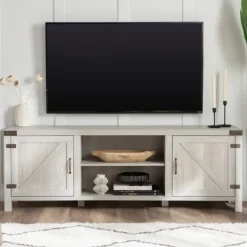 Tv Stands & Media Consoles-Kirkland's Home Stone Barn Door Tv Stand Gray