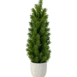 Trees & Topiaries-Kirkland's Home Stone Base Fir Mini Potted Christmas Tree Green/Gray