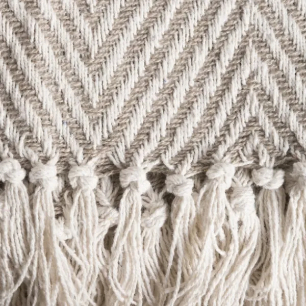 Blankets & Throws-Kirkland's Home Stone Chevron And Fringe Throw Brown