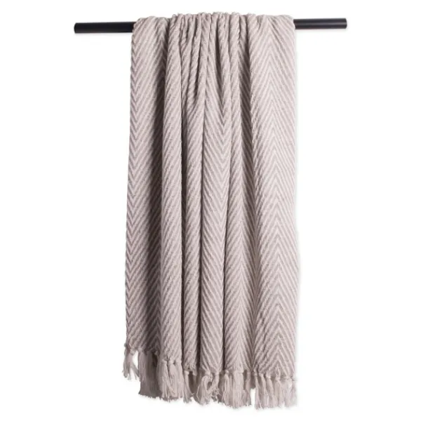 Blankets & Throws-Kirkland's Home Stone Chevron And Fringe Throw Brown