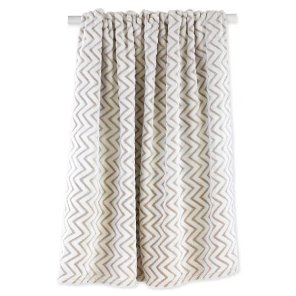 Blankets & Throws-Kirkland's Home Stone Chevron Plush Throw Tan