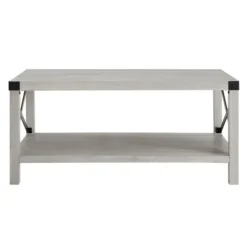Coffee Tables-Kirkland's Home Stone Modern Farmhouse Coffee Table Gray