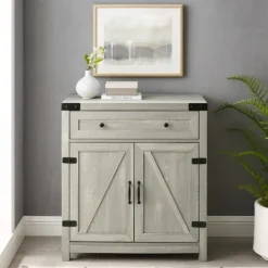 Cabinets & Sideboards-Kirkland's Home Stone Rustic Barndoor Cabinet Gray
