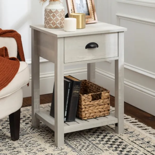 Accent & End Tables-Kirkland's Home Stone Single Drawer Accent Table Gray