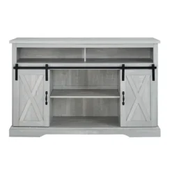 Tv Stands & Media Consoles-Kirkland's Home Stone Sliding Barn Door Highboy Tv Stand Gray