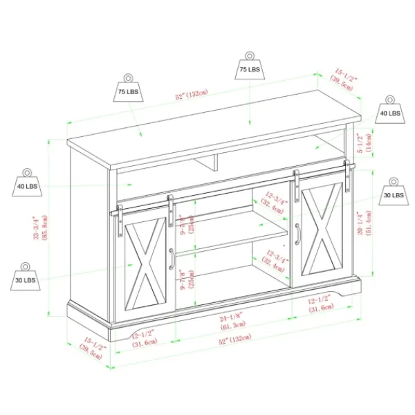 Tv Stands & Media Consoles-Kirkland's Home Stone Sliding Barn Door Highboy Tv Stand Gray