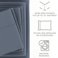 Bed Sheets-Kirkland's Home Stone Ultra Soft 4-Pc. Twin Xl Sheet Set Gray