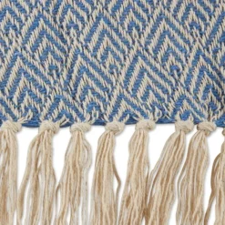Blankets & Throws-Kirkland's Home Stone Wash Diamond Fringe Throw Blue