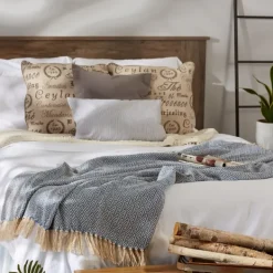 Blankets & Throws-Kirkland's Home Stone Wash Diamond Fringe Throw Blue