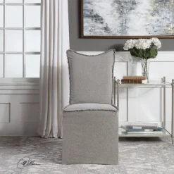 Dining Chairs-Kirkland's Home Stonewash Fringe Slipcover Dining Chairs, Set Of 2 Gray