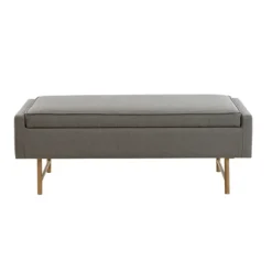 Benches & Ottomans-Kirkland's Home Storage Bench With Brown Metal Legs Gray