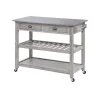 Kitchen Islands & Bar Carts-Kirkland's Home Storm Sonoma Stainless Steel Top Kitchen Cart Gray
