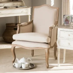 Accent Chairs-Kirkland's Home Streaked Antique Accent Chair Ivory