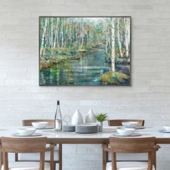 Canvas Art-Kirkland's Home Streaming Framed Canvas Art Print Blue/Green/Gray